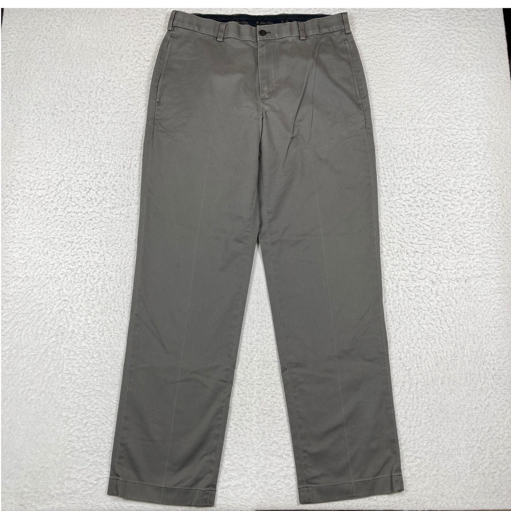 Brooks Brothers Hudson Advantage Chino Pants Mens 34x32 Gray Stretch‎ Trousers